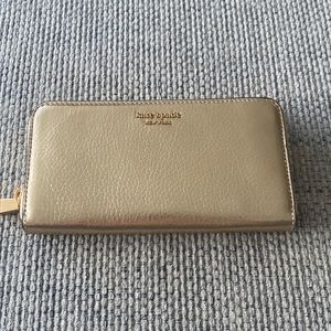 Morgan metallic zip around continental wallet